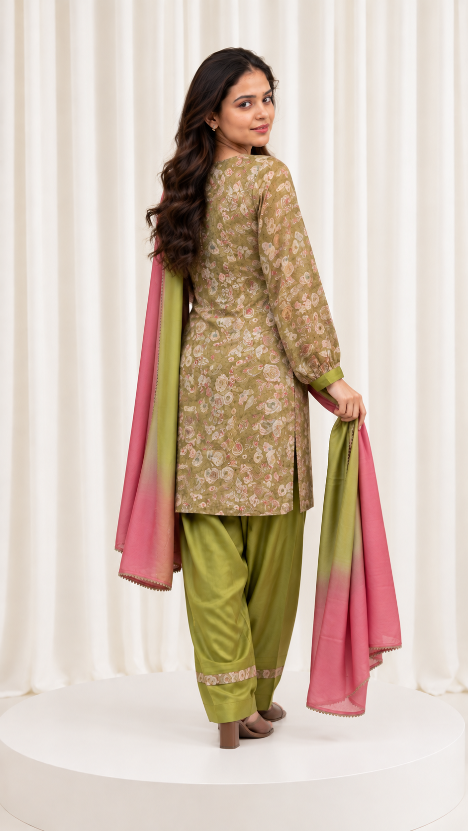 Mustard Floral Printed Straight Salwar Suit