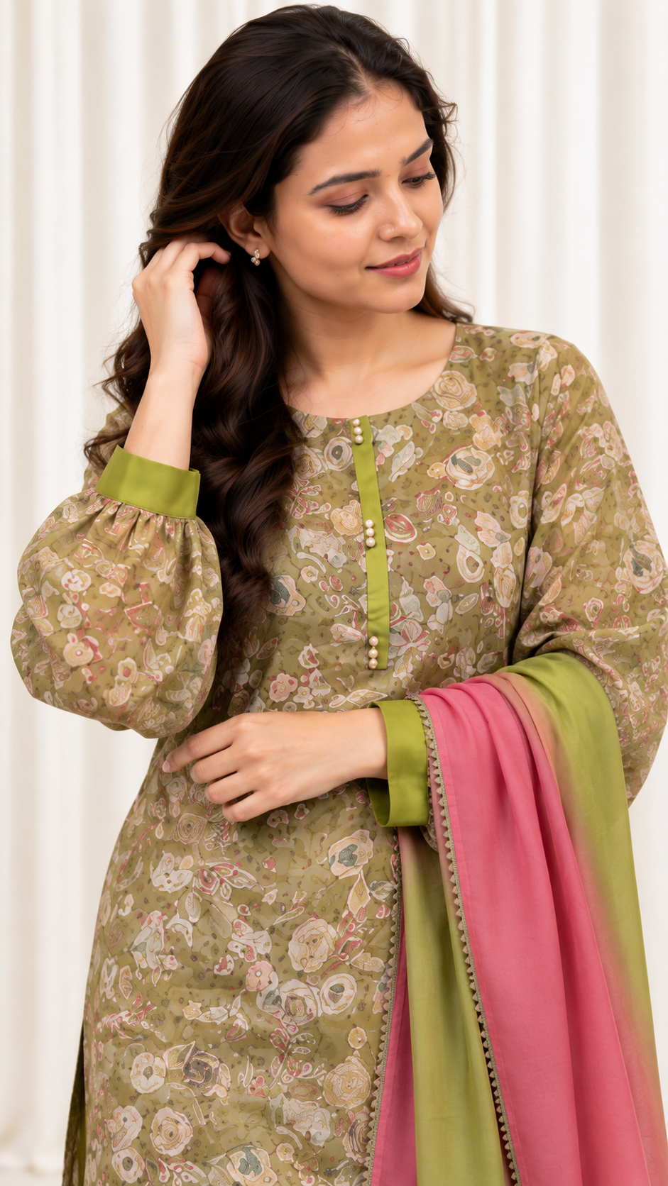 Mustard Floral Printed Straight Salwar Suit