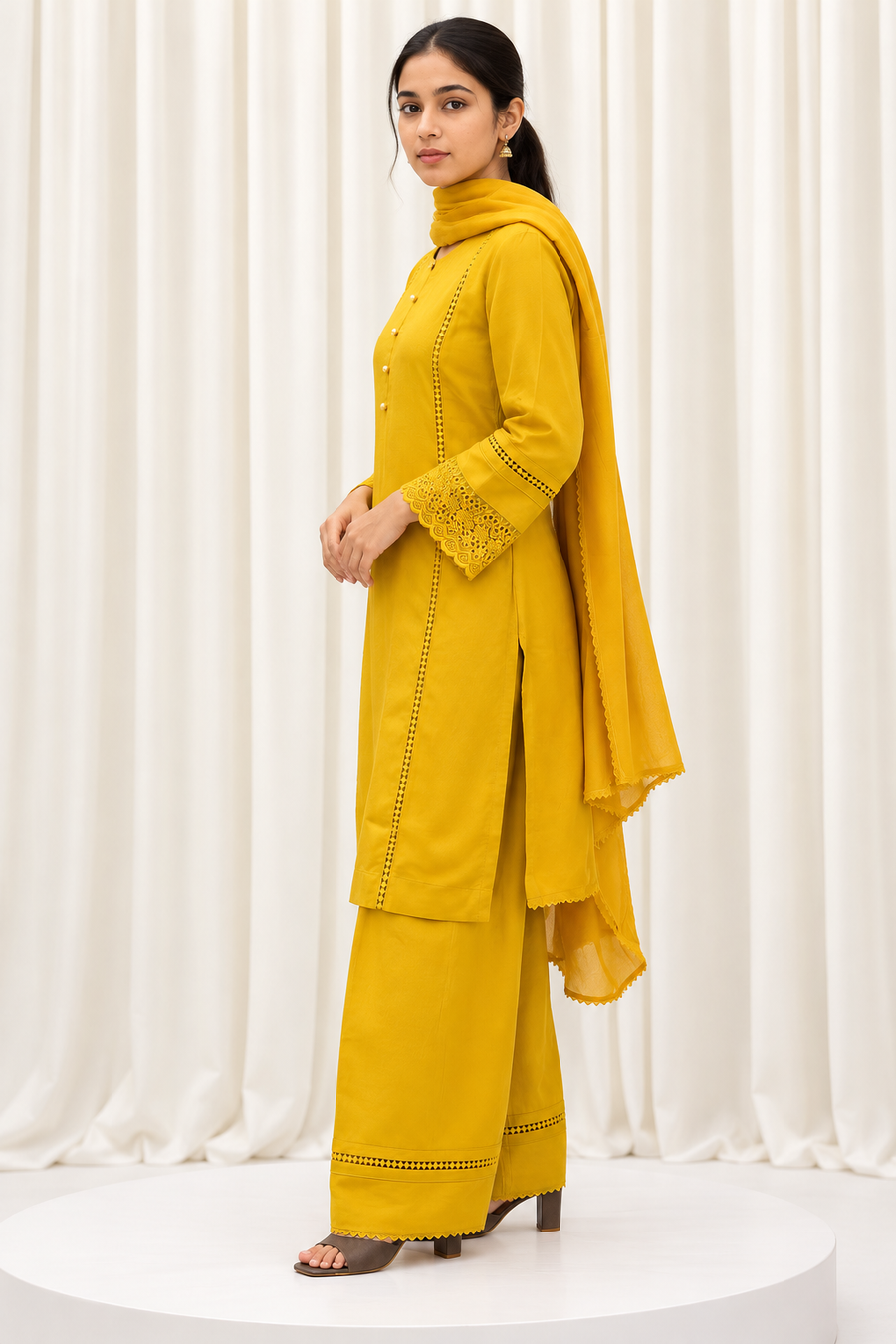 Mustard Natural Crepe Straight Salwar Suit