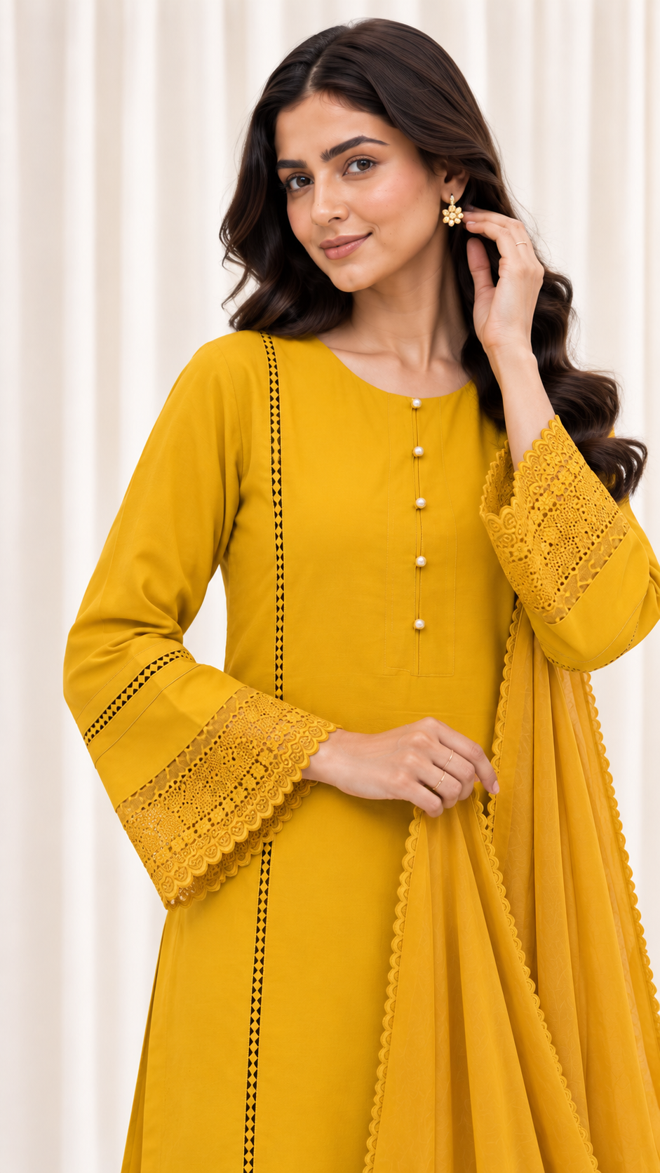 Mustard Natural Crepe Straight Salwar Suit