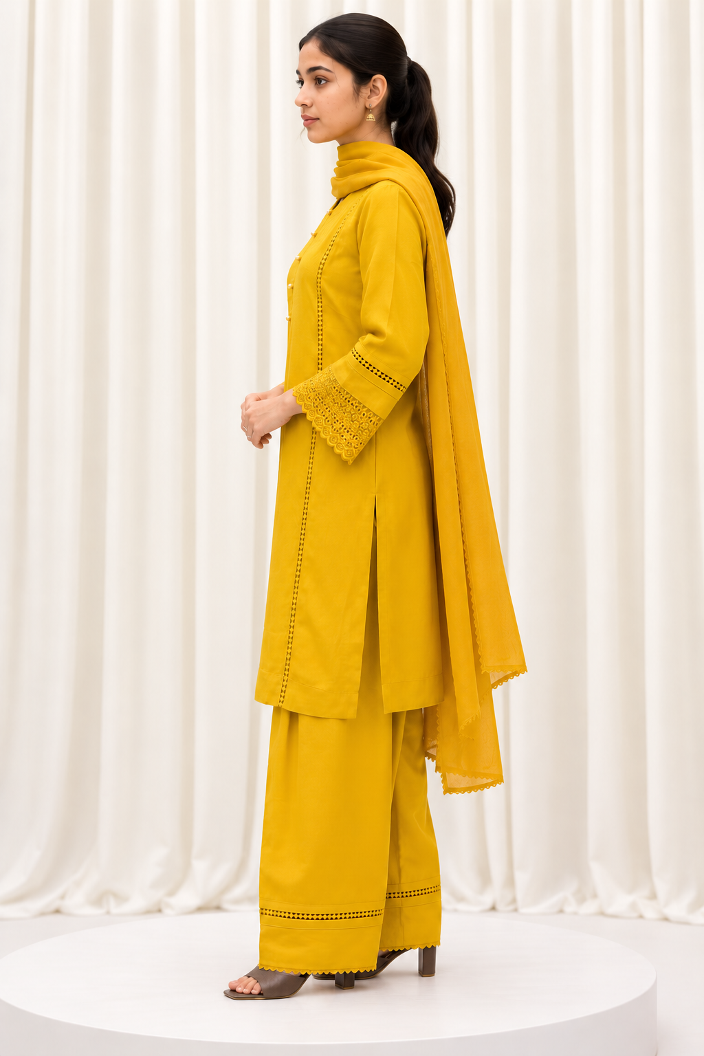 Mustard Natural Crepe Straight Salwar Suit