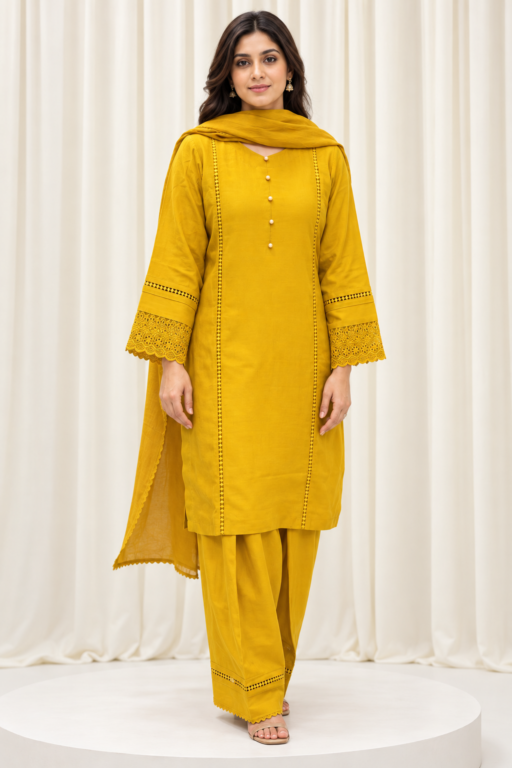 Mustard Natural Crepe Straight Salwar Suit