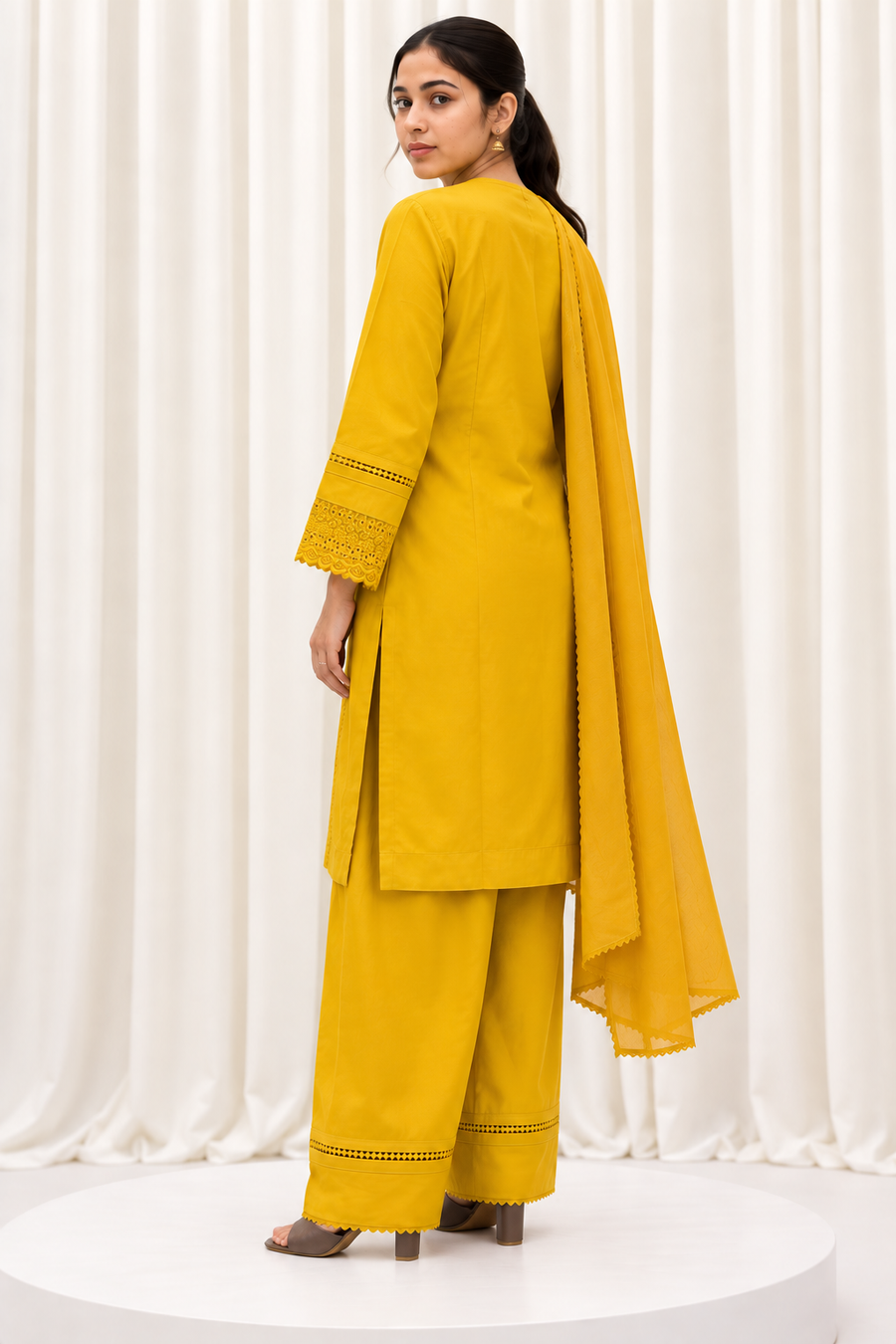 Mustard Natural Crepe Straight Salwar Suit